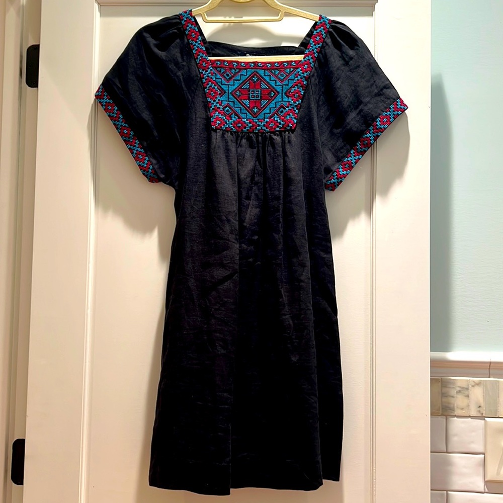 Madewell linen embroidered dress